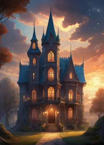 witch's house,fairy tale castle,witch house,gothic architecture,ghost castle,haunted castle,house silhouette,the haunted house,fairytale castle,gothic style,victorian house,castle of the corvin,haunted house,gothic,haunted cathedral,doll's house,gold castle,house in the forest,fantasy picture,knight's castle,Illustration,Realistic Fantasy,Realistic Fantasy 01