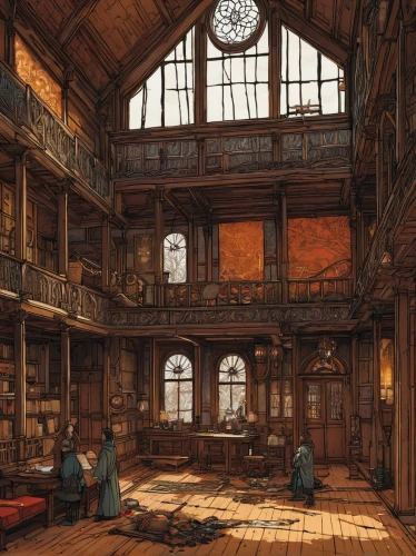 apothecary,woodwork,merchant,the globe,treasure hall,dandelion hall,reading room,castle iron market,study room,ornate room,medieval architecture,old stock exchange,bremen,treasure house,bookshop,interiors,clockmaker,bookstore,antiquariat,brandy shop,Illustration,Realistic Fantasy,Realistic Fantasy 12