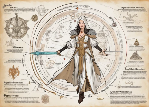 elven,the enchantress,heroic fantasy,horn of amaltheia,planisphere,wind rose,sorceress,zodiac sign libra,infographic elements,magic grimoire,bow and arrows,arcanum,vector infographic,sterntaler,female warrior,massively multiplayer online role-playing game,alaunt,longbow,swath,scythe,Unique,Design,Infographics