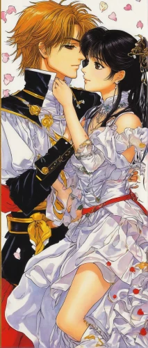 clamp,romance novel,sun bride,bride and groom,silver wedding,wedding couple,amano,ballroom dance,golden weddings,kiss flowers,wedding photo,waltz,kissing,detective conan,first kiss,two hearts,girl kiss,prince and princess,young couple,double hearts gold,Illustration,Japanese style,Japanese Style 13