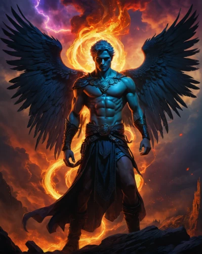 archangel,the archangel,uriel,zeus,poseidon,fire angel,angelology,garuda,poseidon god face,guardian angel,angel of death,lucifer,messenger of the gods,god of thunder,business angel,daemon,dark angel,phoenix,valhalla,pillar of fire,Illustration,Realistic Fantasy,Realistic Fantasy 12