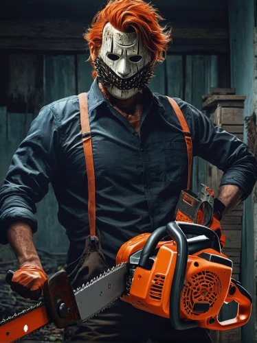 chainsaw,power tool,male mask killer,hand saw,circular saw,repairman,handymax,cold saw,wrench,rivet gun,handsaw,axe,butcher ax,handyman,drill hammer,angle grinder,mechanic,contractor,pipe wrench,resaw,Photography,Documentary Photography,Documentary Photography 14