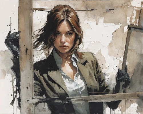 italian painter,croft,painting work,painter,female doctor,the girl at the station,girl with a gun,oil painting,meticulous painting,painting,girl with gun,art painting,photo painting,oil painting on canvas,painting technique,detective,woman holding gun,oil paint,watercolor painting,vesper,Conceptual Art,Fantasy,Fantasy 10