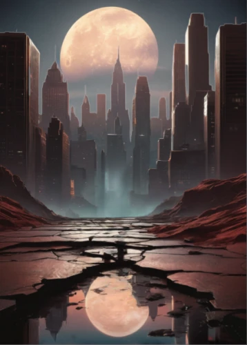 lunar landscape,futuristic landscape,moonscape,earth rise,sci fiction illustration,world digital painting,alien planet,post-apocalyptic landscape,red planet,fantasy landscape,barren,alien world,dusk background,terraforming,ancient city,moon valley,exoplanet,old earth,black city,scorched earth