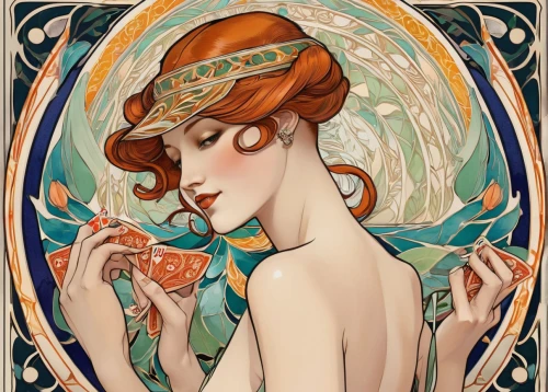 mucha,art nouveau,art nouveau design,art deco woman,art nouveau frame,alfons mucha,art nouveau frames,art deco,art deco ornament,art deco frame,flapper,orange blossom,aphrodite,absinthe,nami,tarot,chanterelle,priestess,rusalka,decorative figure,Illustration,Retro,Retro 08