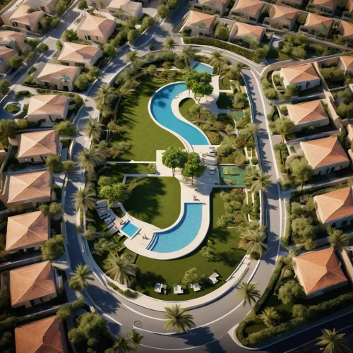 infinity swimming pool,3d rendering,suburban,artificial islands,villas,swim ring,new housing development,artificial island,bendemeer estates,aerial landscape,largest hotel in dubai,outdoor pool,hotel complex,diamond lagoon,resort,suburbs,floating island,roof top pool,holiday complex,roof landscape,Photography,General,Natural