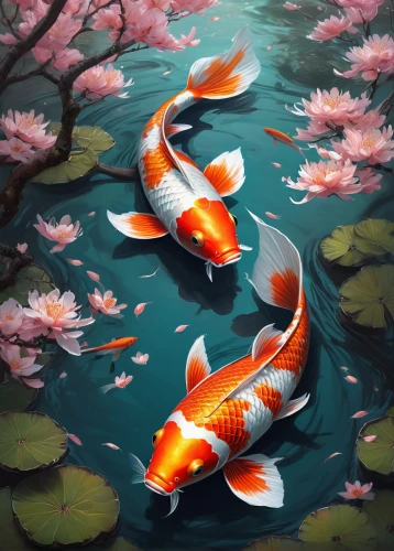 koi fish,koi pond,koi carp,koi carps,koi,fishes,fish in water,ornamental fish,school of fish,two fish,goldfish,forest fish,fish pond,tropical fish,small fish,beautiful fish,red fish,fish,brocade carp,underwater fish,Illustration,Realistic Fantasy,Realistic Fantasy 28