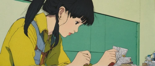 typesetting,girl studying,salesgirl,paperwork,girl at the computer,cool woodblock images,yellow wallpaper,paper consumption,sticky note,adhesive note,woodblock prints,paper money,sidonia,woodblock printing,post-it,furikake,seamstress,anime japanese clothing,yuzu,sewing,Illustration,Realistic Fantasy,Realistic Fantasy 06