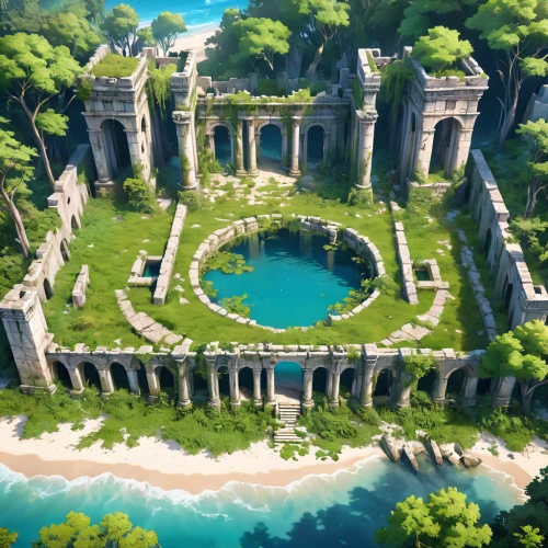 ancient city,artemis temple,ruins,castle ruins,atlantis,mausoleum ruins,water castle,underwater oasis,stone palace,water palace,roman ruins,oasis,artificial island,the ruins of the,ancient buildings,thermae,the ruins of the palace,ancient,ruin,imperial shores,Anime,Anime,General