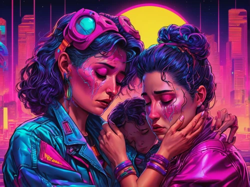 cyberpunk,80s,80's design,neon ghosts,eighties,neon,neon lights,neon colors,neon light,retro women,gemini,neon candies,sci fiction illustration,connections,cyber,retro background,rosa ' amber cover,ipê-rosa,connected,retro styled,Conceptual Art,Sci-Fi,Sci-Fi 27