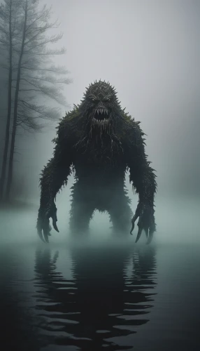 supernatural creature,water creature,bayou,creature,swamp,king kong,phobia,monster,the fog,wolfman,the man in the water,forest animal,child monster,kong,the ugly swamp,swamp football,yeti,swampy landscape,fog,mist,Photography,Documentary Photography,Documentary Photography 10
