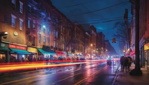 light trail,light trails,night scene,colorful city,street lights,new york streets,citylights,city lights,philadelphia,new orleans,china town,lamplighter,night lights,colored lights,city at night,neon lights,french quarters,illuminated advertising,blue hour,montreal,Conceptual Art,Fantasy,Fantasy 29