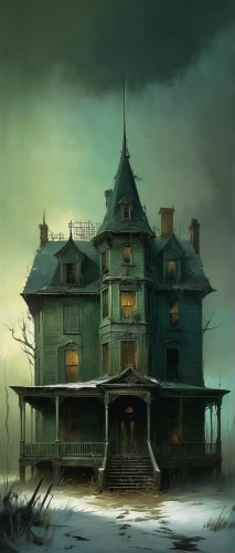 the haunted house,creepy house,witch's house,haunted house,house of the sea,witch house,house silhouette,lonely house,victorian house,house by the water,house with lake,ghost castle,winter house,doll's house,apartment house,haunted castle,crooked house,victorian,fisherman's house,wooden house,Illustration,Realistic Fantasy,Realistic Fantasy 16