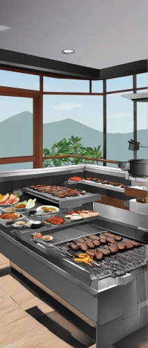 barbecue area,meat counter,seafood counter,modern kitchen interior,outdoor grill,barbecue grill,kitchen design,barbeque grill,outdoor grill rack & topper,3d rendering,modern kitchen,big kitchen,salad bar,buffet,chefs kitchen,kitchen interior,atlantic grill,pizza oven,kitchen shop,interior modern design,Conceptual Art,Daily,Daily 35