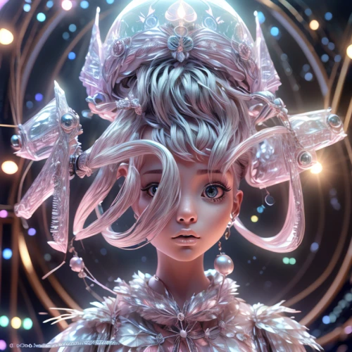 fantasy portrait,crystalline,the snow queen,3d fantasy,masquerade,fairy galaxy,mystical portrait of a girl,fairy queen,marionette,eglantine,suit of the snow maiden,faerie,artist doll,cyberspace,faery,heliosphere,fantasia,celestial,girl in a wreath,kahila garland-lily