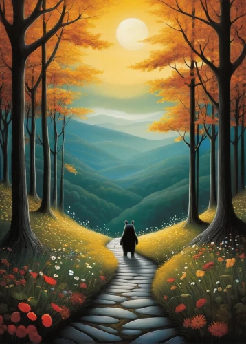 autumn landscape,forest path,pathway,landscape background,autumn walk,forest landscape,autumn background,the mystical path,fall landscape,autumn idyll,hiking path,autumn forest,the path,forest road,autumn scenery,way of the roses,forest background,the autumn,appalachian trail,fantasy picture,Illustration,Abstract Fantasy,Abstract Fantasy 22
