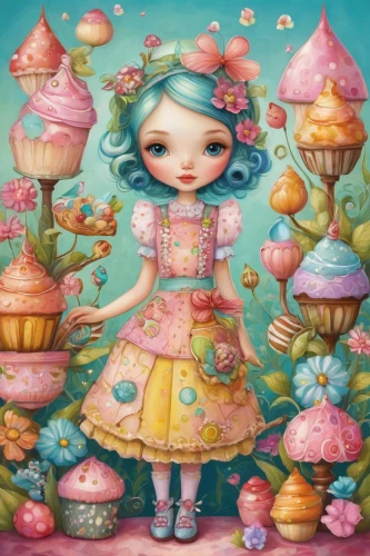 candy island girl,stylized macaron,doll kitchen,confectioner,fairy world,little girl fairy,eglantine,wonderland,cupcake background,sugar candy,tea party collection,confectionery,fairy galaxy,soft pastel,confection,artist doll,donut illustration,marzipan,macaron pattern,rosa 'the fairy,Illustration,Abstract Fantasy,Abstract Fantasy 07