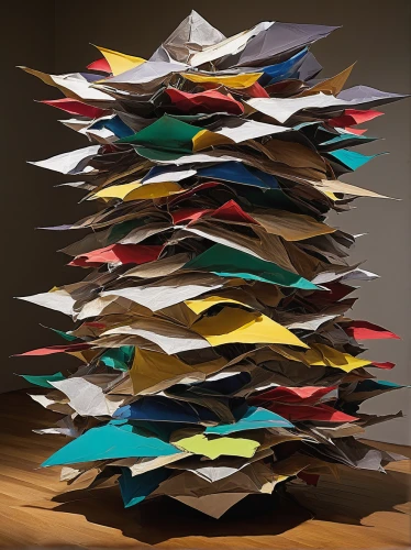 folded paper,cardstock tree,paper art,stack of letters,stack of paper,japanese wave paper,origami paper plane,pile of books,paper boat,paper umbrella,stack of plates,stack of books,recycled paper with cell,a sheet of paper,color paper,crumpled paper,moroccan paper,origami paper,pile of newspapers,sheet of paper,Unique,3D,Modern Sculpture