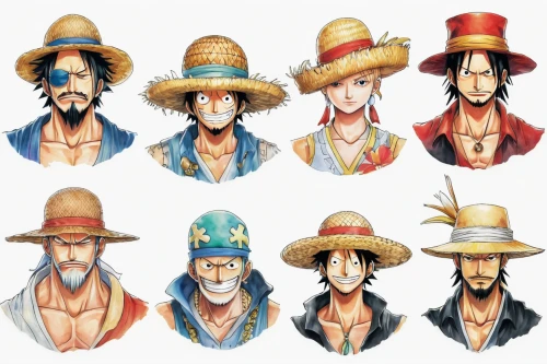 straw hats,straw hat,boy's hats,onepiece,sun hats,calm usopp,one piece,pirates,cowboys,men's hats,gentleman icons,cowboy beans,alpine hats,hats,sombrero mist,stetson,people characters,garp fish,mexican hat,scarecrows,Illustration,Paper based,Paper Based 22