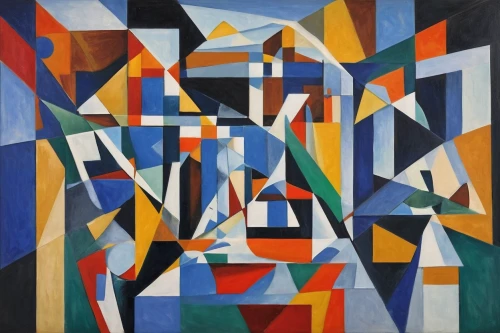 cubism,picasso,braque francais,mondrian,escher,rubik,kaleidoscope,1926,braque du bourbonnais,abstract shapes,1929,braque d'auvergne,geometric,1925,regatta,metropolis,1921,abstract painting,fragmentation,contemporary,Art,Artistic Painting,Artistic Painting 45