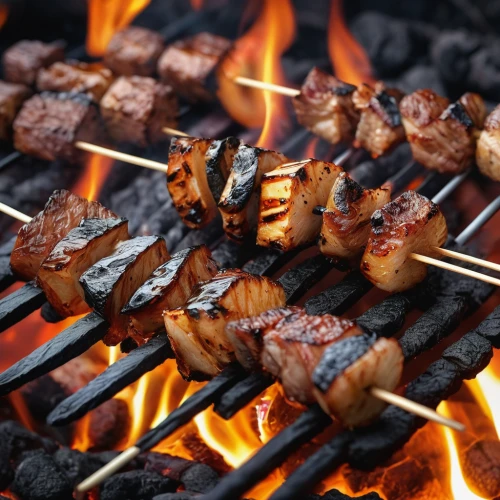 yakitori,anticuchos,skewers,suya,shashlik,sate kambing,barbeque,arrosticini,barbeque grill,grilled food,filipino barbecue,barbecue,meat skewer,sate,shish kebab,barbecue grill,cevapcici,pork barbecue,churrasco food,beef grilled,Photography,General,Natural