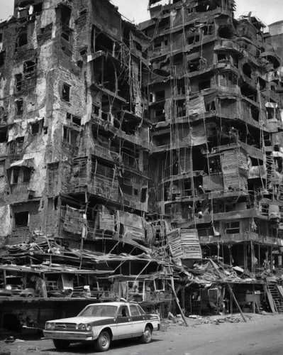 kowloon city,hashima,destroyed city,building rubble,demolition,earth quake,reinforced concrete,demolition work,kowloon,rubble,dilapidated,underconstruction,stalingrad,destroyed area,luxury decay,post-apocalypse,destroyed houses,ha noi,habitat 67,year of construction 1972-1980,Photography,Black and white photography,Black and White Photography 13