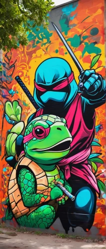 teenage mutant ninja turtles,graffiti art,trachemys,painted turtle,grafitty,street artists,brooklyn street art,grafitti,streetart,grafiti,turtles,graffiti,montreal,mural,street artist,toulouse,street art,turtle,frog king,frog background,Conceptual Art,Graffiti Art,Graffiti Art 07