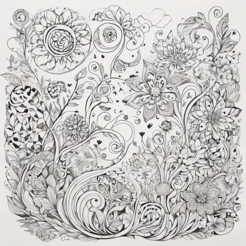 paisley pattern,mandala flower drawing,floral pattern paper,floral ornament,floral doodles,flower line art,indian paisley pattern,floral border paper,mandala flower illustration,paisley,floral pattern,flower drawing,flowers pattern,coloring page,roses pattern,zentangle,floral composition,filigree,flower pattern,tangle,Illustration,Black and White,Black and White 05