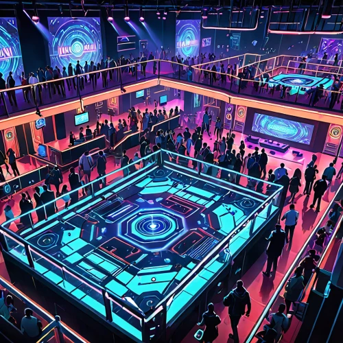 nightclub,boxing ring,octagon,stage design,ufo interior,panopticon,arena,tardis,music venue,factory hall,concert venue,event venue,concert stage,the stage,ballroom,concept art,queue area,scifi,game room,connect competition,Anime,Anime,General