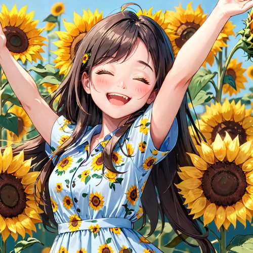 sunflowers,sunflower field,sunflower lace background,flower background,sunflower,sunflower coloring,floral background,sunshine,blanket of flowers,sun flowers,summer flower,field of flowers,sunflower paper,sunflower seeds,bright flowers,cheerful,girl in flowers,sea of flowers,sun daisies,sunflowers and locusts are together,Anime,Anime,General