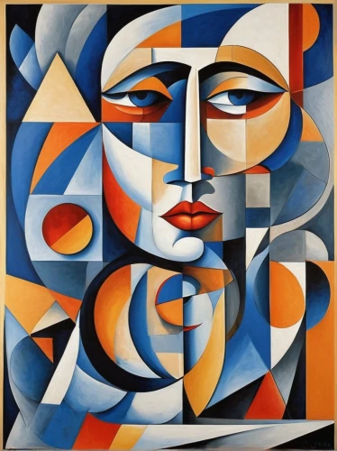 art deco woman,cubism,decorative figure,abstract painting,woman's face,picasso,abstract artwork,abstract cartoon art,art deco,woman face,decorative art,art painting,woman thinking,braque francais,oil painting on canvas,meticulous painting,gemini,art deco frame,glass painting,composition,Art,Artistic Painting,Artistic Painting 45