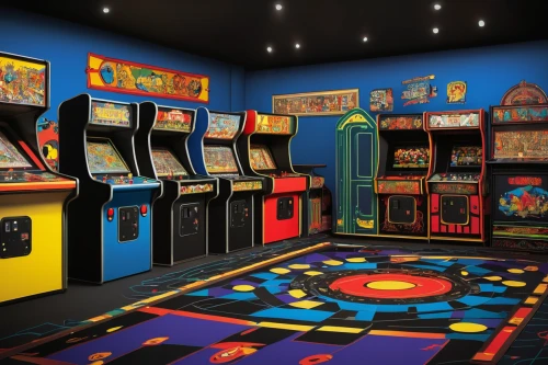 arcade games,arcade game,game room,arcades,arcade,video game arcade cabinet,indoor games and sports,pinball,recreation room,children's interior,skee ball,shooting gallery,neo geo,playing room,kids room,little man cave,ancient civilization,a museum exhibit,play area,slot machines,Illustration,Children,Children 05