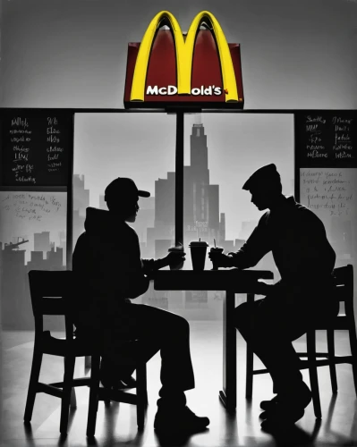 mcdonalds,mcdonald's,mcdonald,mc,macaruns,fast food restaurant,fastfood,mcgriddles,mac,fast-food,business icons,mcmuffin,big mac,kids' meal,cowboy silhouettes,mobster couple,fast food,mecca,business meeting,american food,Illustration,Black and White,Black and White 31
