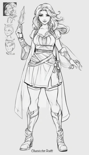 concept art,scarlet witch,female warrior,merida,half orc,sorceress,comic character,oracle girl,goddess of justice,mono-line line art,huntress,minerva,pencils,gear shaper,swordswoman,sterntaler,line-art,stechnelke,coloring page,cybele,Unique,Design,Character Design