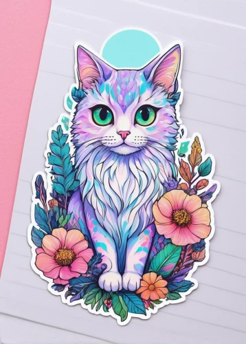 flower cat,blossom kitten,kawaii animal patch,cat vector,kawaii animal patches,animal stickers,clipart sticker,kawaii patches,pink cat,flower animal,drawing cat,doodle cat,sticker,calico cat,pink floral background,floral background,watercolor cat,stickers,cat drawings,cat kawaii,Conceptual Art,Daily,Daily 03