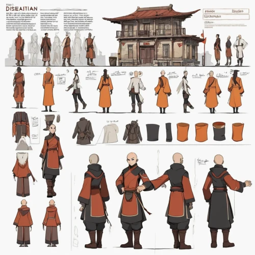 monks,monk,senso-ji,buddhists monks,concept art,old coat,orange robes,coat color,development concept,buddhism,hwachae,martial arts uniform,imperial coat,mongolian,hanbok,shuanghuan noble,chinese background,concepts,long coat,winter clothing,Unique,Design,Character Design