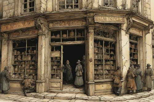 apothecary,bookshop,bookstore,bookselling,pharmacy,paris shops,book store,watercolor paris shops,antiquariat,merchant,celsus library,book illustration,storefront,watercolor paris,optician,bookshelves,arles,chiffonier,armoire,candlemaker,Illustration,Paper based,Paper Based 29