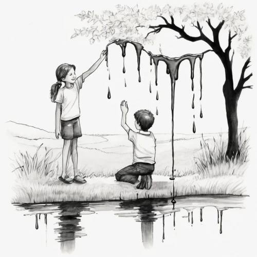 girl and boy outdoor,trickle,water game,wishing well,water well,kids illustration,fetching water,a collection of short stories for children,water pollution,water connection,puddle,children drawing,watering,water games,book illustration,water hole,a drop,tree watering,a drop of water,mirror in a drop,Illustration,Black and White,Black and White 34