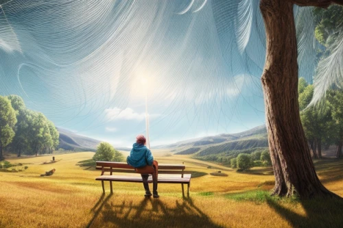 digital compositing,panoramical,landscape background,photo manipulation,world digital painting,cartoon video game background,photomanipulation,3d background,chair in field,dream world,background screen,fantasy picture,virtual landscape,background image,dreams catcher,creative background,salt meadow landscape,forest of dreams,children's background,empty swing,Realistic,Movie,Imaginative Adventure