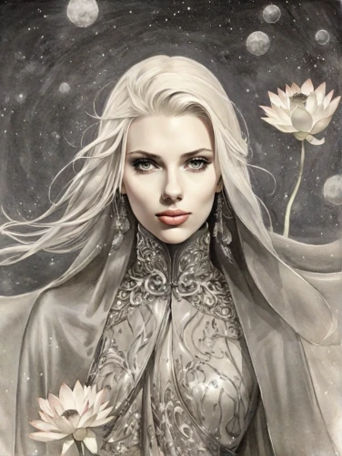 white rose snow queen,the snow queen,moonflower,elven flower,suit of the snow maiden,fantasy portrait,fantasy art,queen of the night,white lady,zodiac sign libra,white blossom,horoscope libra,priestess,fantasy picture,elven,sacred lotus,eternal snow,fairy queen,fairy tale character,silvery