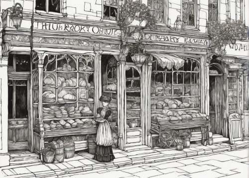 watercolor paris shops,pastry shop,bakery,french confectionery,paris shops,paris cafe,parisian coffee,pâtisserie,friterie,brandy shop,apothecary,watercolor paris,greengrocer,watercolor shops,montmartre,soap shop,grocer,watercolor tea shop,butcher shop,kitchen shop,Illustration,Retro,Retro 25