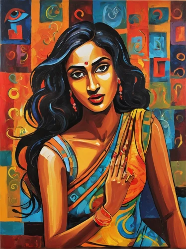 indian art,indian woman,radha,jaya,sari,yogananda,lakshmi,indian girl,krishna,kali,rangoli,yogananda guru,mehendi,tamil culture,east indian,nityakalyani,indian girl boy,kamini,tarhana,ayurveda,Conceptual Art,Oil color,Oil Color 24