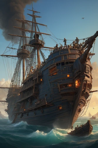 galleon ship,galleon,steam frigate,sloop-of-war,victory ship,armored cruiser,pirate ship,full-rigged ship,protected cruiser,ship releases,ironclad warship,naval battle,caravel,carrack,the wreck of the ship,pre-dreadnought battleship,east indiaman,sea sailing ship,ship wreck,dreadnought,Illustration,Realistic Fantasy,Realistic Fantasy 28