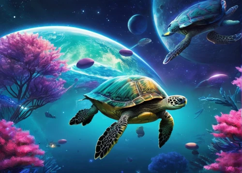 sea turtle,green sea turtle,turtle,olive ridley sea turtle,water turtle,terrapin,land turtle,loggerhead sea turtle,trachemys,turtles,loggerhead turtle,tortoise,marine animal,underwater background,turtle pattern,green turtle,underwater world,ocean background,macrochelys,kemp's ridley sea turtle,Conceptual Art,Sci-Fi,Sci-Fi 04