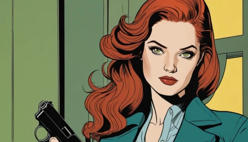 woman holding gun,maureen o'hara - female,girl with a gun,girl with gun,femme fatale,spy visual,black widow,mary jane,bouffant,vesper,retro woman,holding a gun,retro women,head woman,gunfighter,cool pop art,clary,pop art woman,businesswoman,screwdriver,Illustration,American Style,American Style 09