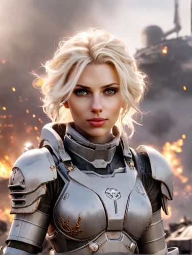 female warrior,joan of arc,pixie-bob,fallout4,woman fire fighter,massively multiplayer online role-playing game,paladin,her,jaya,heavy armour,nova,head woman,strong woman,steel,portrait background,combat medic,mercenary,silver,kim,cyborg