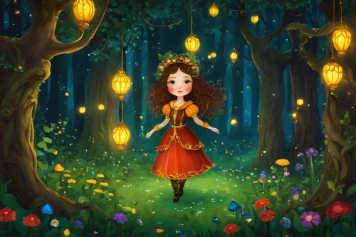 fairy lanterns,fairy tale character,ballerina in the woods,fairy forest,fireflies,merida,rosa 'the fairy,children's fairy tale,little girl fairy,girl with tree,fairy world,garden fairy,enchanted forest,lanterns,rosa ' the fairy,girl in the garden,faerie,mystical portrait of a girl,fairytale characters,girl in flowers,Art,Artistic Painting,Artistic Painting 32