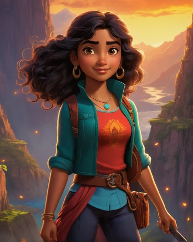 moana,merida,tiana,rosa ' amber cover,maya,mulan,mowgli,adelita,agnes,cg artwork,mountain guide,catarina,aladha,adventurer,meteora,jasmine,pocahontas,monsoon banner,sultana,incas,Illustration,Children,Children 01