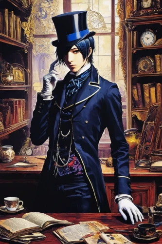 hatter,watchmaker,apothecary,aristocrat,top hat,ringmaster,gentlemanly,clockmaker,magician,phonograph,investigator,vanitas,butler,bowler hat,stovepipe hat,steampunk,the phonograph,attorney,holmes,count,Conceptual Art,Graffiti Art,Graffiti Art 06