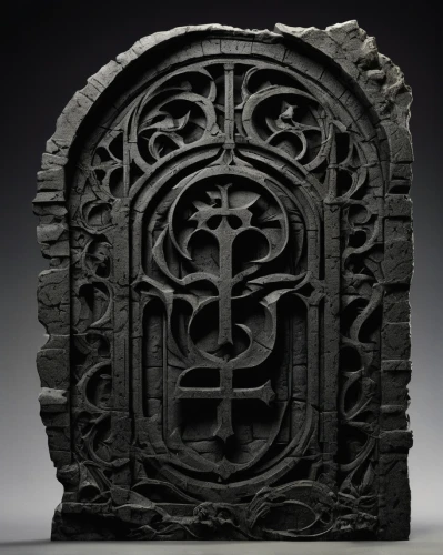 carved stone,runestone,stone carving,druid stone,celtic cross,lotus stone,iron door,stone sculpture,carved wood,ancient icon,runes,viking grave,carved wall,esoteric symbol,paganism,raven sculpture,lord who rings,base plate,cast iron,crown seal,Illustration,Realistic Fantasy,Realistic Fantasy 29